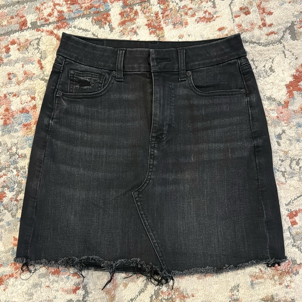 NWOT American Eagle Black Denim Mini Skirt Long